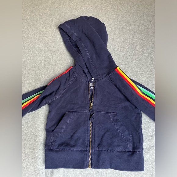 Primary Brand zip-up hoodie - Size 6-12 months - navy blue w/rainbow - Picture 3 of 5